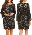 Vince Camuto Black Bell Sleeve Lace Dress