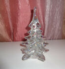 Vintage Iridescent Carnival Clear Art Glass Christmas Tree Hard to find  5 1/2