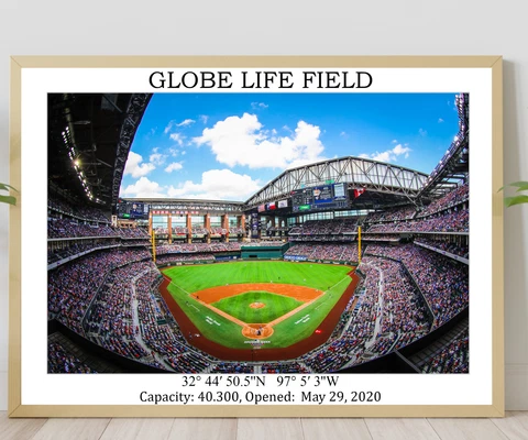 Globe Life Field Stadium Poster, Texas Rangers Stadium Wall Art Unframed Poster Cover