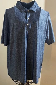 Hickey Freeman Performance Fabric Blue Floral Pattern Golf Shirt Size L - Picture 1 of 4