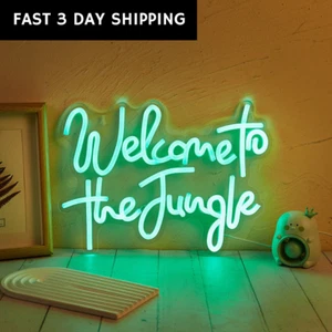 Chi-Buy LED Neon Willkommen im Dschungel USB betriebene Leuchtreklamen Nachtlicht Wandbild & - Bild 1 von 7