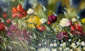 Peggy Orthouts "Wildflower Mix", Original Mischtechnik auf Papier, ungerahmt - Bild 1 von 1