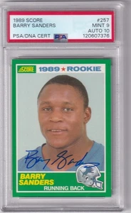 1989 SCORE BARRY SANDERS #257  LIONS RC MINT PSA 9 AUTO  GEM MINT PSA 10 NEW PIX - Picture 1 of 2