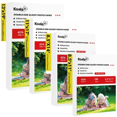 Lot Koala 42lb Double Sided Glossy Photo Paper -8.5x11 8.5x14 11x17 13x19 Inkjet - Image 1 of 4