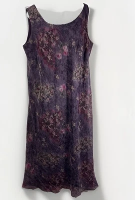 Coldwater Creek Midi-Maxi Dress 18W Purple Floral Sheer Lined Dark Romantic Y2K - Image 1 of 4