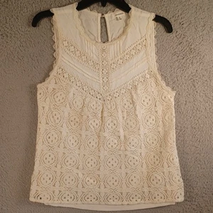 Eyeshadow Womens Yellowish Brown Tank Top Size Medium Lace Geometric Classic - Picture 1 of 11