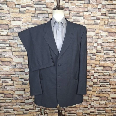 John Weitz 2 Piece Suit Mens 48XL 40X33 Dark Gray VL Plaid - Image 1 of 4