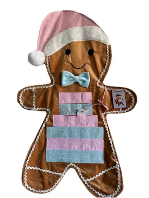 Merry Way Gingerbread Advent Calendar 31x19 Felt Hanging Christmas Countdown - Image 1 of 3