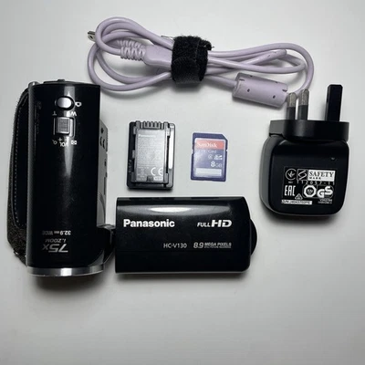 Panasonic HC-V130 HD Handheld Camcorder Tested + Charger, Battery, 8GB SD Card - Image 1 of 4