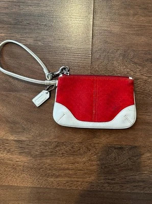 Coach Vintage Red And White C Patterned Wristlet - Image 1 of 4