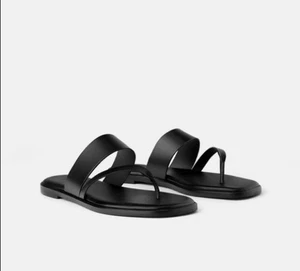 Sandali Zara in pelle donna EU 40 US 9 neri con cinturino casual slide on minimalisti - Foto 1 di 15