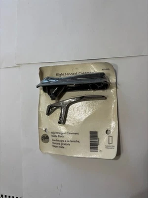 Manivela, cubierta de manivela y palanca de bloqueo con bisagra derecha negra mate Pella Foto 1 de 2