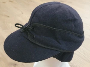 Wool Black VTG Railroad  USA Ear Flaps M/L Hat Cap Vintage READ!! - Picture 1 of 9