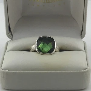 Vintage Avon Ring SilverT grüner facettierter Stein Schönheit Gr. 7 signiert Mode stilvoll - Bild 1 von 6