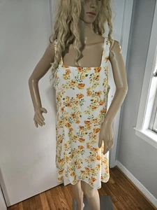Abito Lulus giallo floreale cravatta schiena XL - senza maniche scollo quadrato estivo midi - Foto 1 di 13