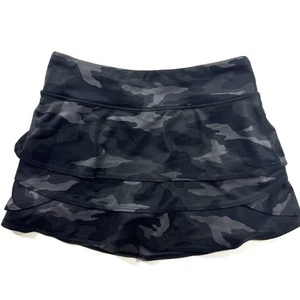 Athleta Girl Camo Lux Swing Skirt Skort Black Grey Size 8 10 - Picture 1 of 5