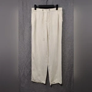JM Collecting 100% Linen Wide Leg Pants Womens 6P White Casual Comfy Minimalist - Picture 1 of 8