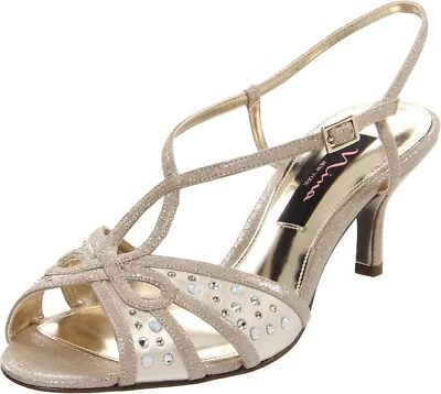 Sandálias femininas Nina Cameron de salto elegante madrepérola 6 médias - Imagem 1 de 4