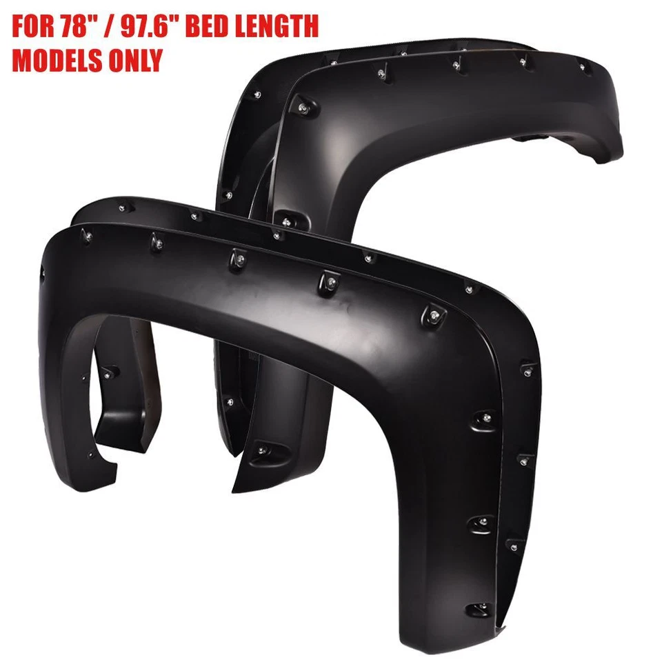 4PCS RIVET FENDER FLARES POCKET STYLE FIT FOR 07-14 SILVERADO 1500 2500HD/3500HD Foto 1 de 4