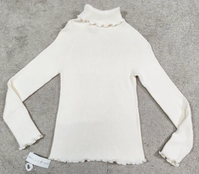 Youth Girls Long Sweater ivory Turtleneck Long Sleeve Norm Core Large 14 - Image 1 of 4