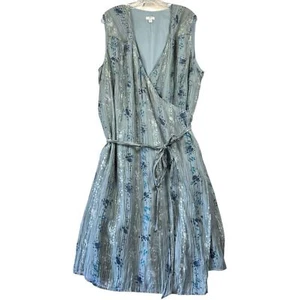 Neu mit Etikett J.Jill blau Blumen ärmellos Wickel Midi Kleid Plus Größe 24 W Boho Cottagecore - Bild 1 von 10
