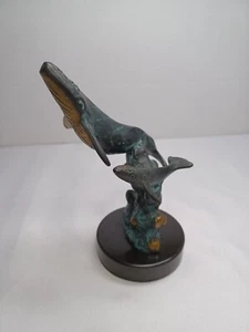 SPI GALLERY Brass Humpback Whale & Baby Sculpture Ocean Aquatic Nautical Art  - Bild 1 von 12