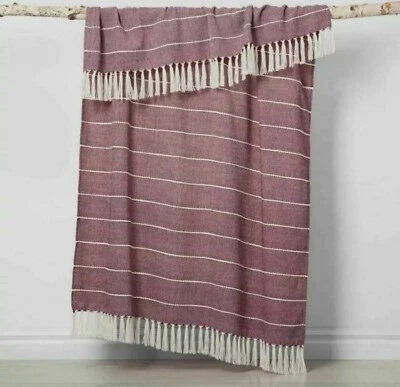 Opalhouse 60"x50" Woven Stripe Bohemian Fringe Throw Blanket Purple - Image 1 of 3