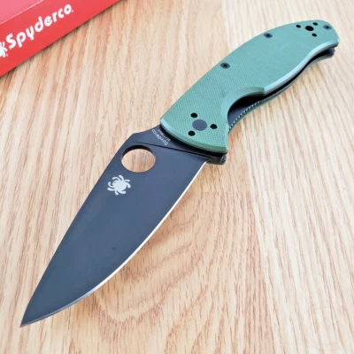 Spyderco Tenacious Linerlock Folding Knife 3.38" 8Cr13MoV Steel Blade G10 Handle - Image 1 of 4