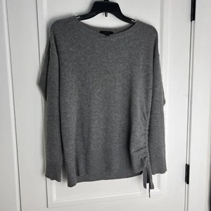 Maglione donna Cashmere By Charter Club piccolo pull over girocollo grigio cravatta - Foto 1 di 5