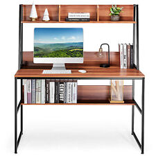 Costway 47'' Computer Desk w/ 3 Storage Cubes & Open Bookcase Home Office