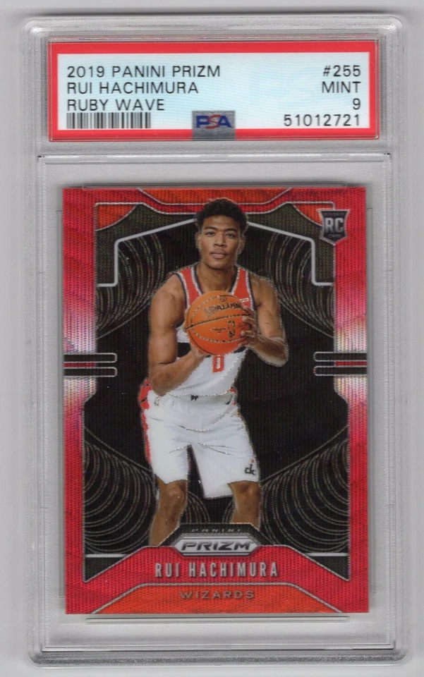 2019 PANINI PRIZM #255 ROOKIE RC RUBY WAVE RUI HACHIMURA - PSA 9 - WIZARDS HOT ! - Image 1 of 1