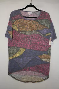 T-shirt Lularoe XXS Irma misto cotone multicolore stampa artistica burnout nuova con etichetta - Foto 1 di 4