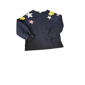 Crewcuts Navy Sweatshirt with Colorful Stars and Moon Appliqué, Size 12, VGUC - Picture 1 of 4