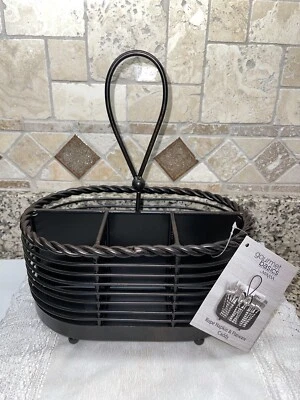METAL DURABLE GOURMET BASICS MIKASA ROPE NAPKIN FLATWARE PICNIC  CADDY NEW - Image 1 of 4