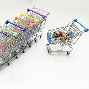 Dollhouse Miniature Shopping Cart 1/12 Scale Supermarket Trolley Shopping Basket - Picture 1 of 12
