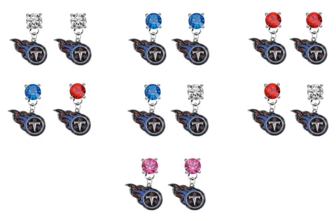 Tennessee Titans Football Crystal Bling Earrings Stud Post Dangle - Pick Colors Cover
