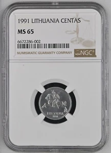Lithuania 5 Centai 1991 UNC NGC MS 64 - Picture 1 of 2