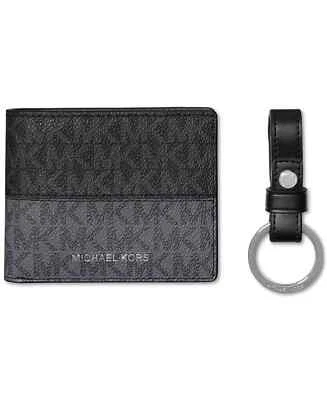 Juego de billetera y llavero Michael Kors L6507 para hombre negro/gris tricolor 4x3 Foto 1 de 4