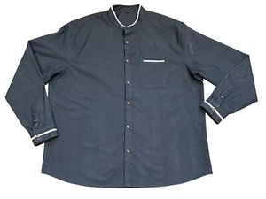 CCC Mens Stylish Button Up Chef Shirt Navy White Trim Wooden Buttons Size 3XL - Picture 1 of 5