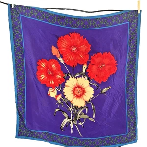 Bufanda de seda floral vintage dice Perry Ellis sin etiqueta 32" x 34" - Imagen 1 de 3