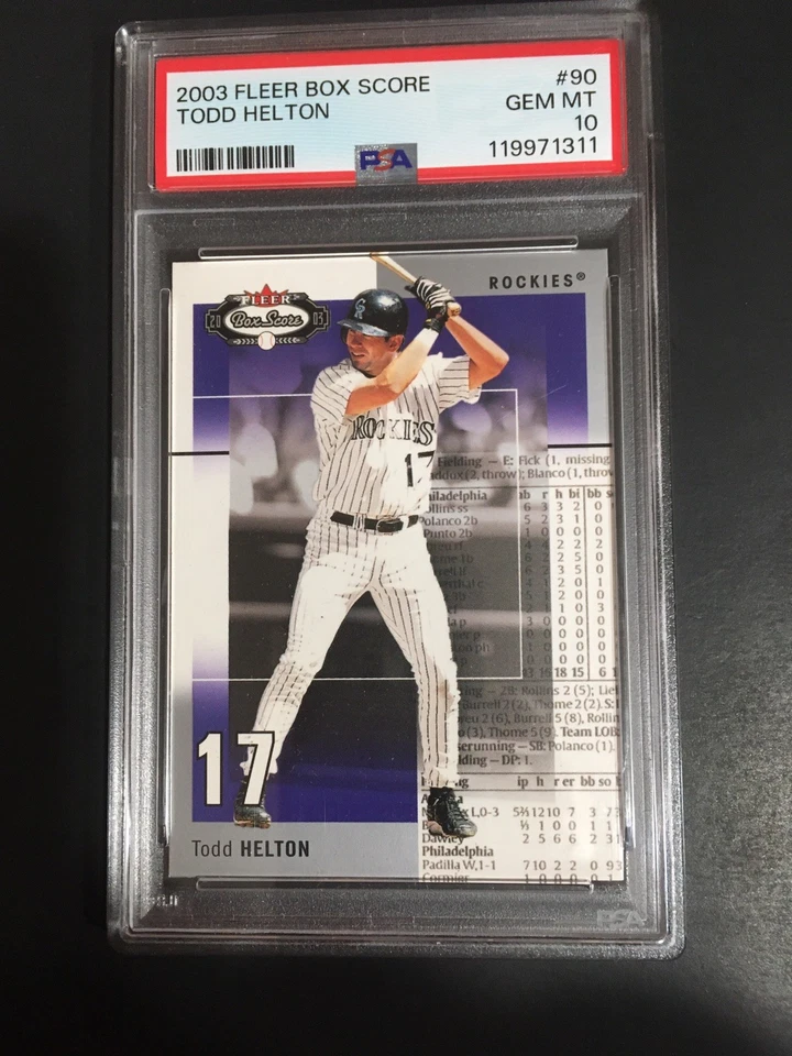 2003 FLEER BOX SCORE TODD HELTON, #90, PSA 10, HOF (Free Shipping On 3!) POP 1 - Image 1 of 2