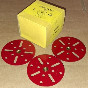 #109*UNBENUTZT* 3 X STÜCK KOMPLETT IN MECCANO HANDELS-/HÄNDLERBOX MEDIUM ROTE ABDECKPLATTE - Bild 1 von 2
