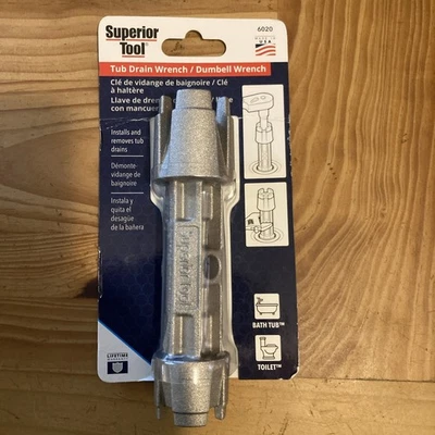 Superior Tub Drain Wrench Tool for 3/8 or 1/2" Rachet Remove Bath & Toilet Nuts - Image 1 of 2