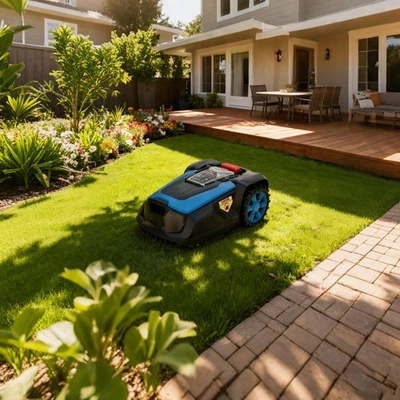Rasenmähroboter Bis zu 1200m² Bluetooth & WLAN Selbstaufladend IPX5 Wasserdicht - Bild 1 von 4