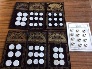 Vintage Linen Buttons Made in England Different Sizes Over 7 Cards VGC - Picture 1 of 4