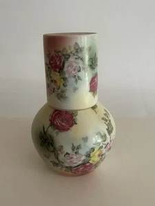 Antike handbemalte florale Porzellan Wasserkaraffe mit passender Tasse 7" zum Stürzen - Bild 1 von 9