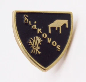 Diakonos Anstecknadel oder Krawattennadel goldfarben schwarz Schild Weizen Tisch Design Vintage - Bild 1 von 6