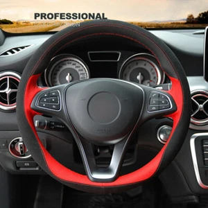 DIY Custom Hand Stitch Black Suede Steering Wheel Cover For Benz W205 C117 C218 - Picture 1 of 7