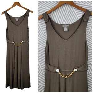 Kenar Knit Overall Dress Size Medium Army Green Long Career Casual Sleeveless - Picture 1 of 8