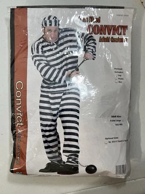 Disfraz de Jailbird Talla Grande Extra Grande Adulto Convicto Prisionero Halloween Foto 1 de 4